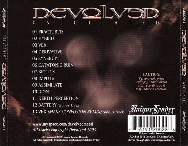 Devolved : Calculated (CD, Album, RE)