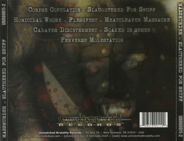 Massmurder : Slaughtered For Snuff (CD, EP)