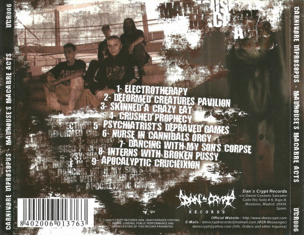 Carnivore Diprosopus : Madhouse's Macabre Acts (CD, Album)