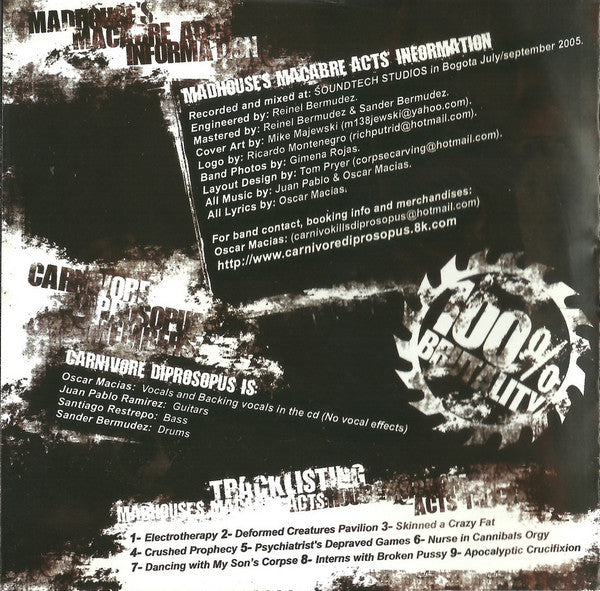 Carnivore Diprosopus : Madhouse's Macabre Acts (CD, Album)