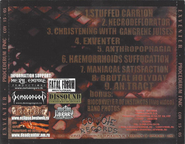 Exventer : Procederum Finic (CD, Album, Enh)