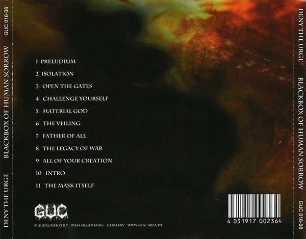 Deny The Urge : Blackbox Of Human Sorrow (CD, Album)
