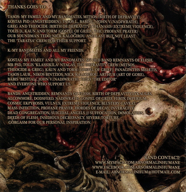 Abnormal Inhumane : Disgusting Cruelty Of Homicide (CD, Album)