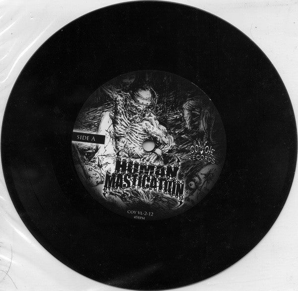 Human Mastication / Smallpox Aroma : Dragged And Raped For My Feast / A Lymphsoaked Piece Of Flesh Hung To The Scalpel (7", EP)