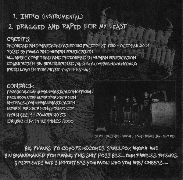 Human Mastication / Smallpox Aroma : Dragged And Raped For My Feast / A Lymphsoaked Piece Of Flesh Hung To The Scalpel (7", EP)