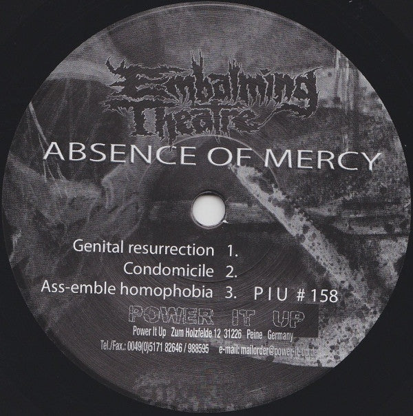 Embalming Theatre / Fondlecorpse : Absence Of Mercy / Fondlecorpse (7", EP, Ltd)