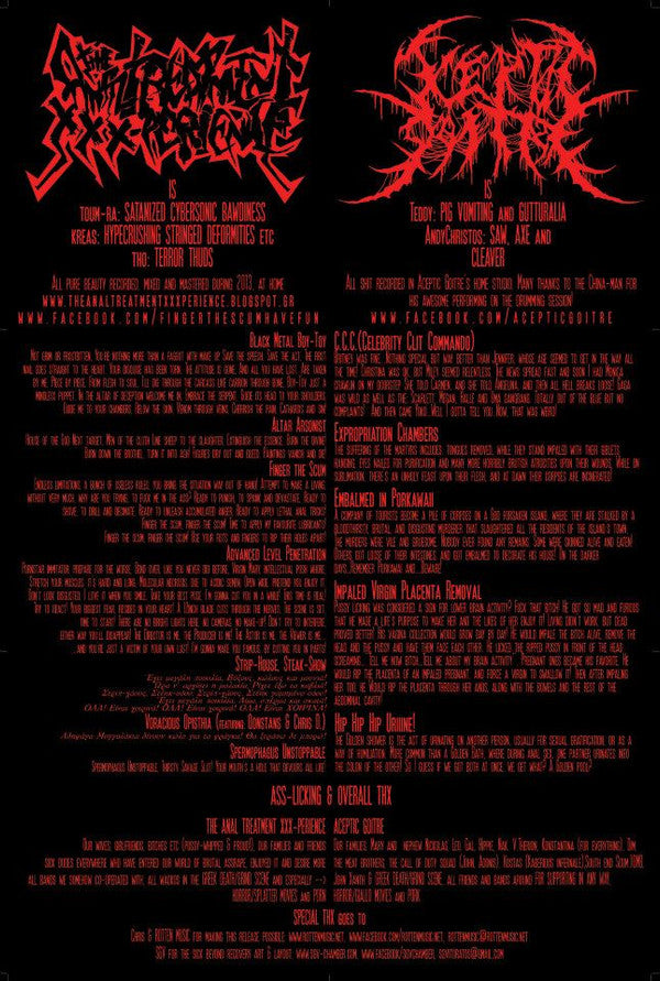 The Anal Treatment XXXperience / Aceptic Goitre : Gangrenous Mass From Axe & Hook Ejaculation (CD, Album)