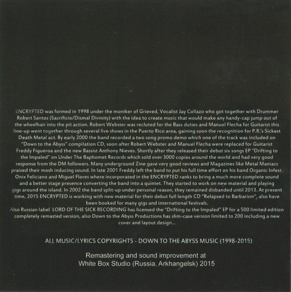 Encrypted (3) : Drifting To The Impaled (CD, EP, RE)