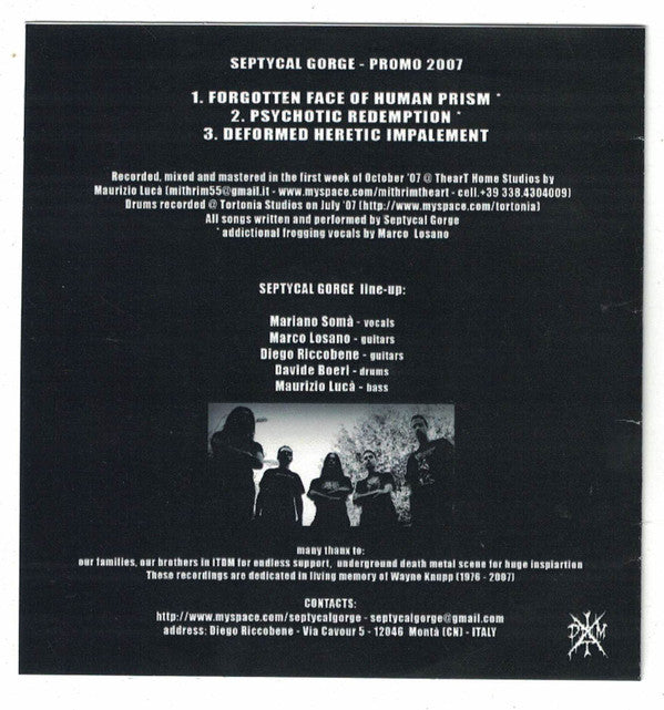 Septycal Gorge : Promo 2007 (CDr, Promo)