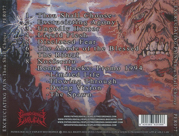 Excruciating Pain : Thou Shall Choose (CD, Album, RE)