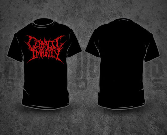 CEPHALIC IMPURITY - Red Logo on black T-Shirt T-Shirt