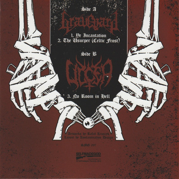 Graveyard (4) / Ulcer (9) : Of Ancient Metal And Eternal Death (7", Ltd, Whi)