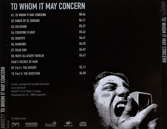 Anxiety (14) : To Whom It May Concern (CD, Album)