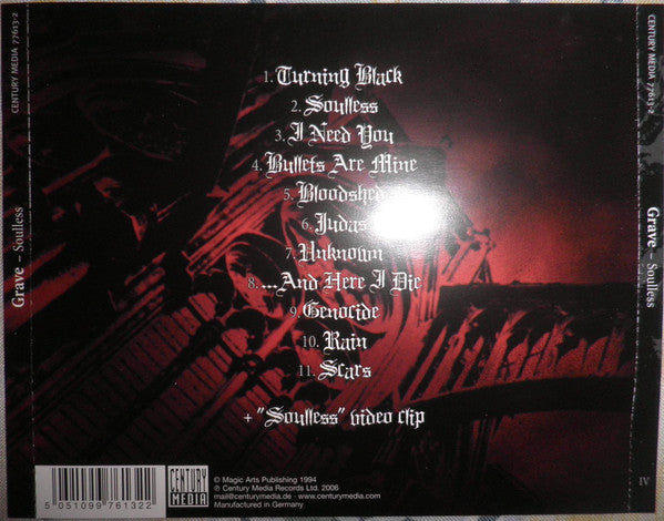Grave (2) : Soulless (CD, Album, Enh, RE, Bla)