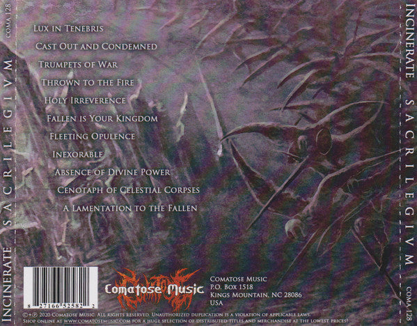 Incinerate : Sacrilegivm (CD, Album)