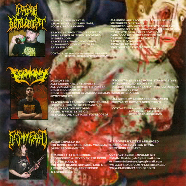 Infinite Defilement / Egemony / Flesh Impaled : One Man 3 Way Split (CDr, Ltd, Num)