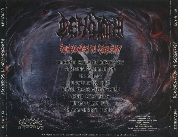 Cenotaph (3) : Reincarnation In Gorextasy (CD, Album)