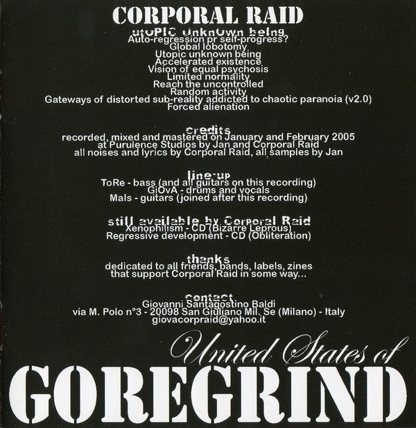 Negligent Collateral Collapse / Corporal Raid / Screaming Afterbirth / Devourment : United States Of Goregrind (CD, Ltd)