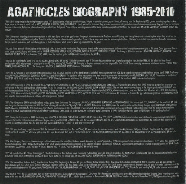 Agathocles : Mince Core History 1997 - 1999 (CD, Comp)