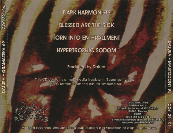 Datura (4) : Mastodont 95 (Gramazeka 69) (CD, MiniAlbum, Enh)