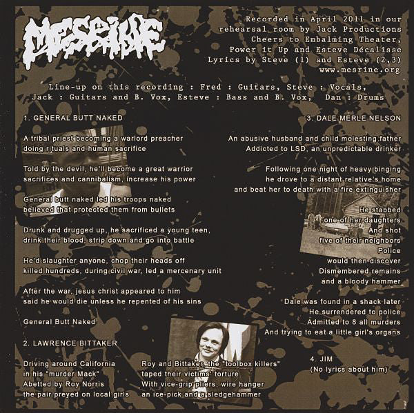 Mesrine / Embalming Theatre : Beat Mum To Death (7", EP, Ltd)