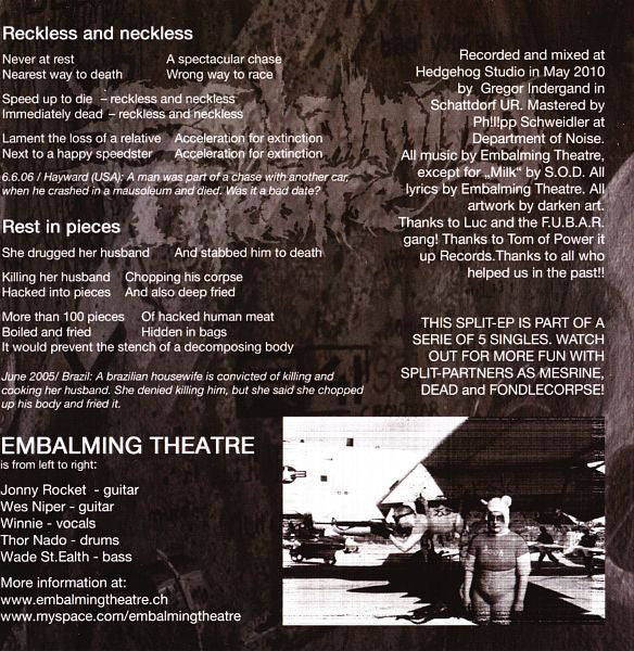 Embalming Theatre / F.U.B.A.R. (2) : Eat Her Eyes / Kill The Monster Before It Eats The Kids (7", EP, Ltd)