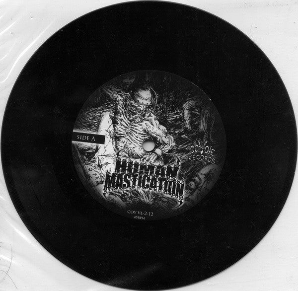 Human Mastication / Smallpox Aroma : Dragged And Raped For My Feast / A Lymphsoaked Piece Of Flesh Hung To The Scalpel (7", EP)