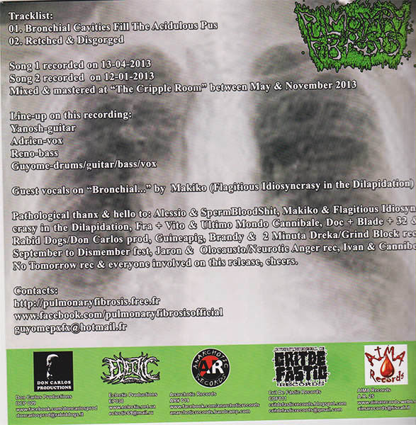 Pulmonary Fibrosis / Spermbloodshit : Bronchial Cavities Fill The Acidulous Pus / L'Occhio Della Madre (7", Whi)