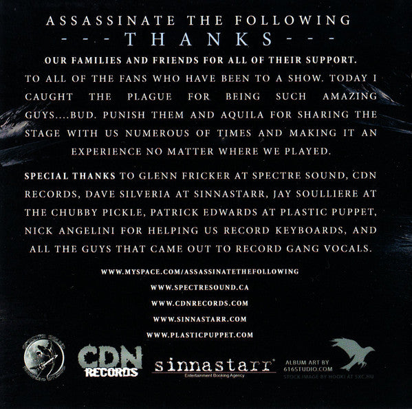 Assassinate The Following : Massacre Of The North (CD, Album)