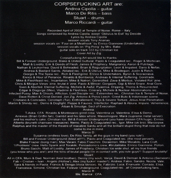 Corpsefucking Art : Splatter Deluxe (CD, Album)